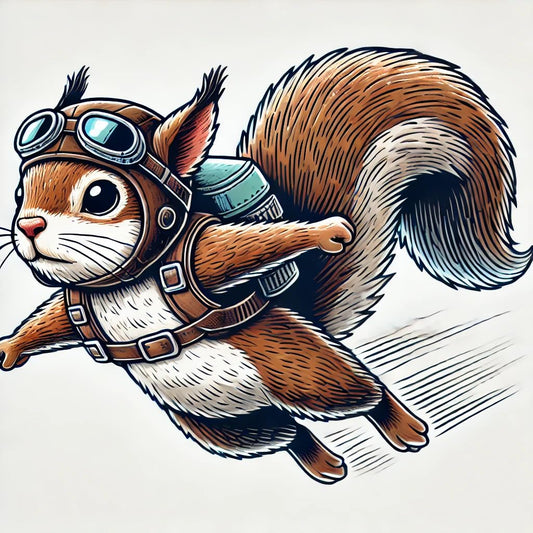 Vinyl sticker: Adventurous Flying Squirrel Laptop Wall Car Window Bumper Sticker Decal - Detailed Cartoon Style - Waterproof and Durable for Auto, Truck, Water Bottle, More
