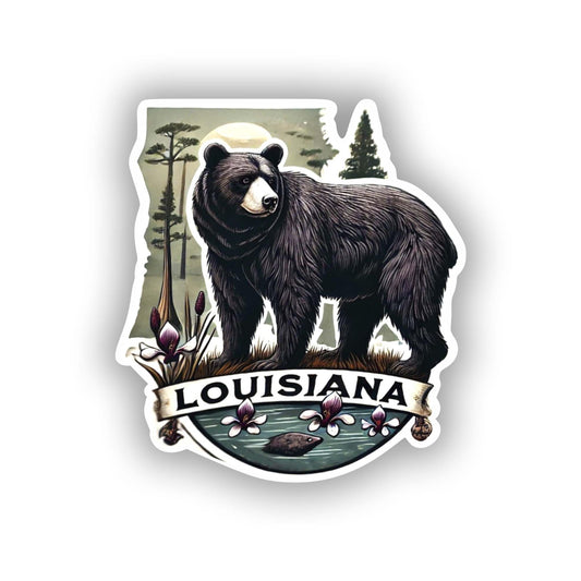 Vinyl sticker: Vintage Louisiana Black Bear Sticker – Rustic Vinyl Decal for Car, Laptop, Window, Bumper, Auto, Water Bottle (6)