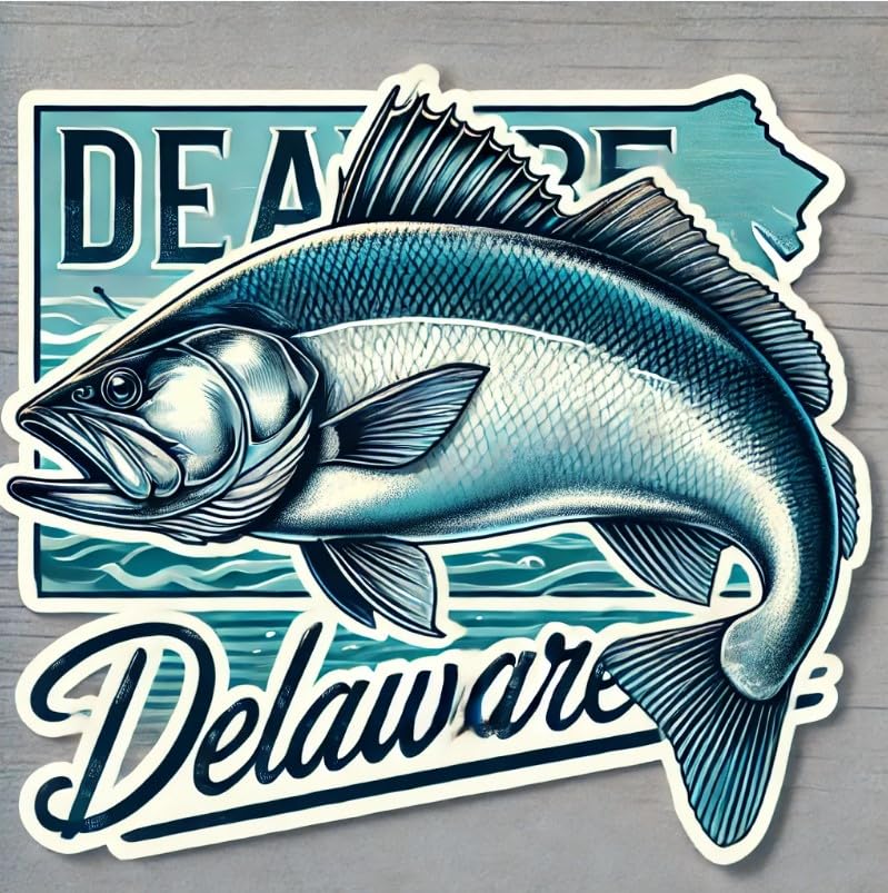 Vinyl sticker: Bold Gray Weakfish Delaware Dynamic Laptop Wall Car Window Bumper Sticker Decal Truck Waterproof Auto Water Bottle