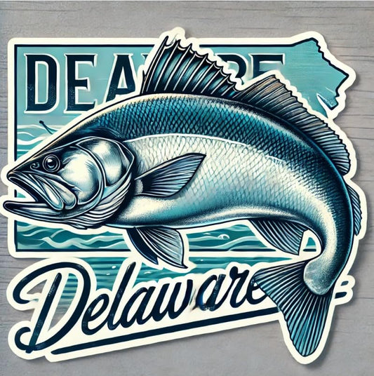 Vinyl sticker: Bold Gray Weakfish Delaware Dynamic Laptop Wall Car Window Bumper Sticker Decal Truck Waterproof Auto Water Bottle