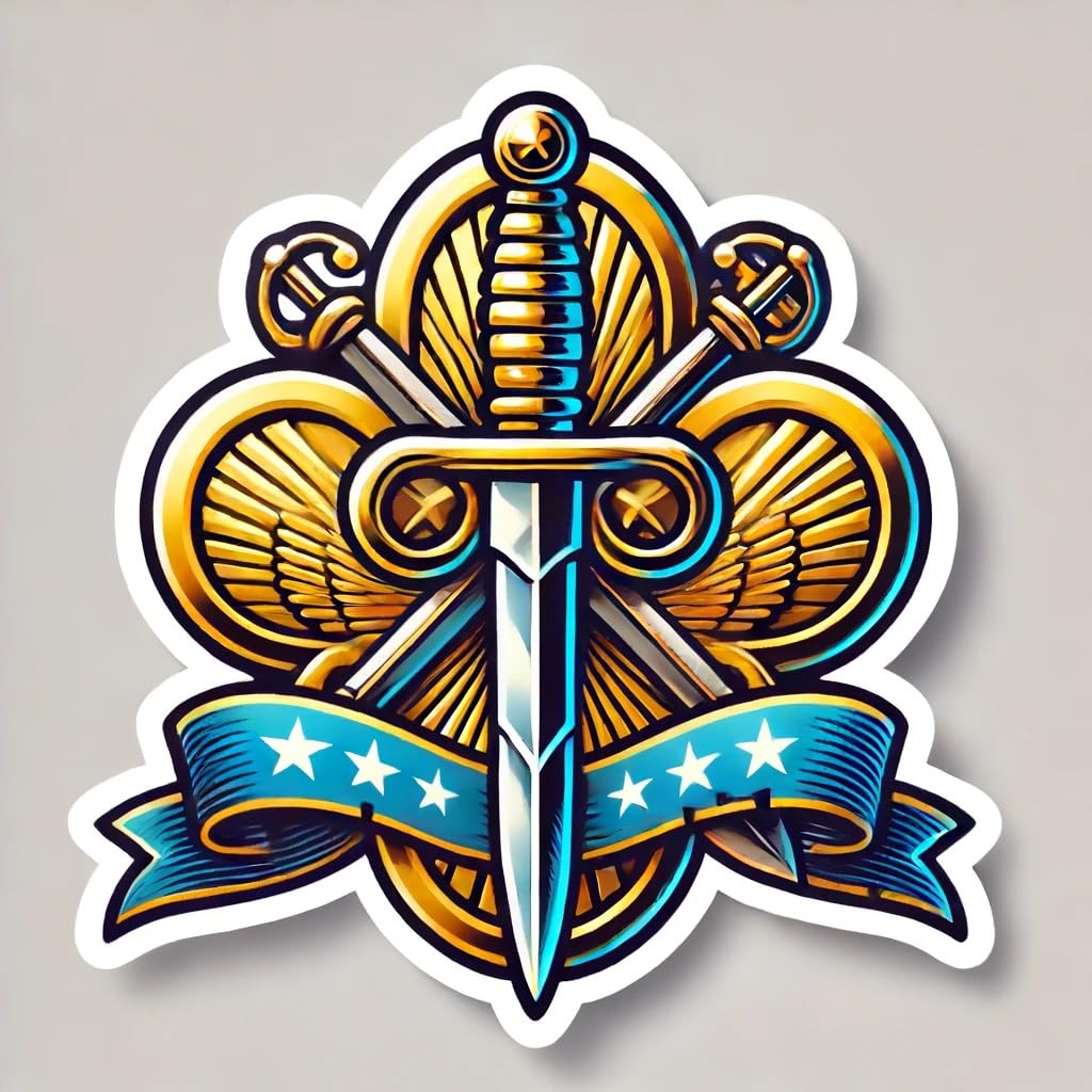 Vinyl sticker: Classic Quartermaster Emblem Sticker - Vibrant Vinyl Decal for Laptop, Wall, Car, Window, Bumper, Truck, Water Bottle - Key and Sword Design (8)