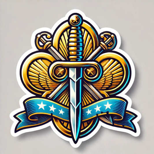 Vinyl sticker: Classic Quartermaster Emblem Sticker - Vibrant Vinyl Decal for Laptop, Wall, Car, Window, Bumper, Truck, Water Bottle - Key and Sword Design (8)