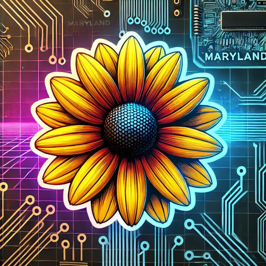 Vinyl sticker: Black-Eyed Susan Maryland Wildflower Laptop Wall Car Window Bumper Sticker Decal Truck Waterproof Auto Water Bottle Cyberpunk Neon Art