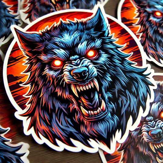 Vinyl sticker: Fierce Werewolf with grin Laptop Wall Car Window Bumper Sticker Decal - Detailed Cartoon Style - Waterproof and Durable for Auto, Truck, Water Bottle, More (6) (6)