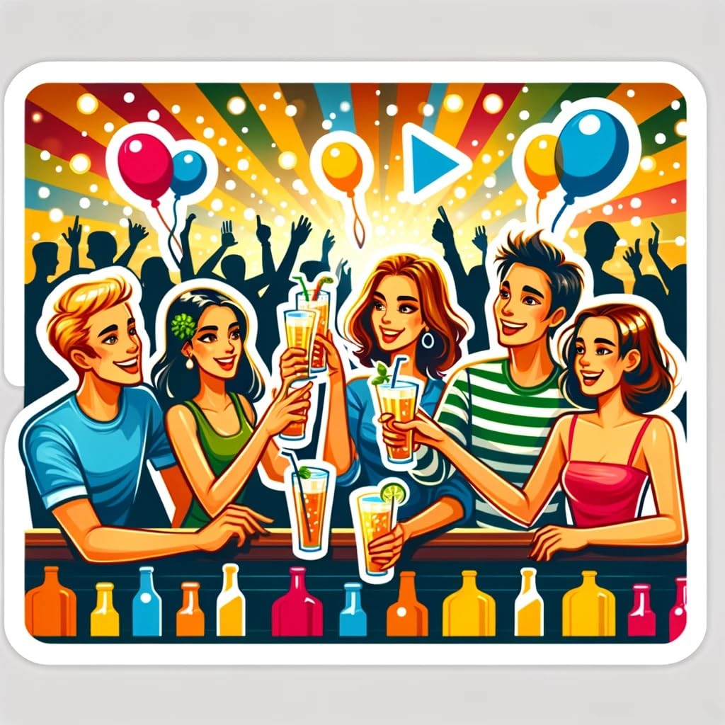 Vinyl sticker: Lively Bar Hopping Sticker for Laptop, Wall, Car, Window, Bumper, Truck, Waterproof Decal, Auto, Water Bottle (4)