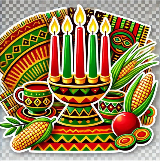 Vinyl sticker: Kwanzaa Kinara with Tribal Patterns Laptop Wall Car Window Bumper Sticker Decal for Truck Waterproof Auto and Water Bottle (6)