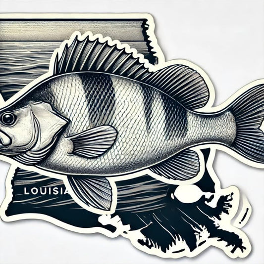 Vinyl sticker: White Perch Louisiana Symbol Laptop Wall Car Window Bumper Sticker Decal Truck Waterproof Auto Water Bottle