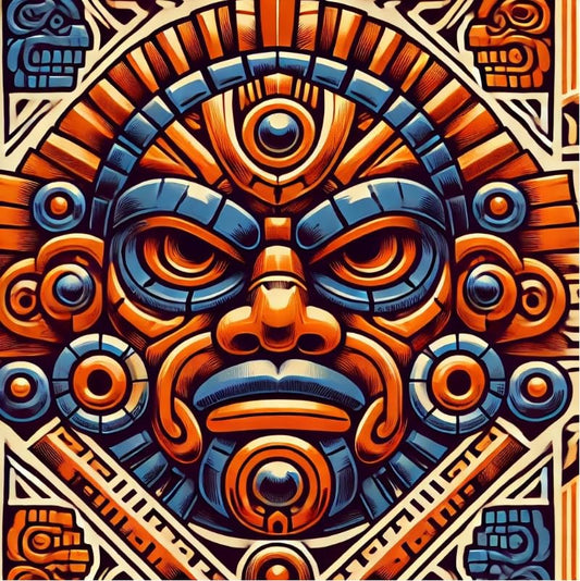 Vinyl sticker: Mayan Aztec Mask Vinyl Sticker for Laptop, Wall, Car, Window, Bumper, Waterproof Decal for Truck, Auto, Water Bottle. Variation 9 (4)