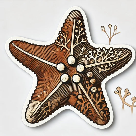 Vinyl sticker: Rustic Brown Starfish Laptop Wall Car Window Bumper Sticker Decal Truck Waterproof Auto Water Bottle
