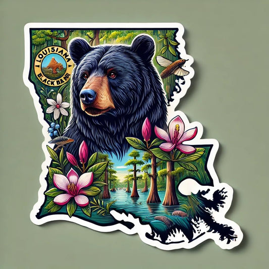 Vinyl sticker: Louisiana Black Bear Family Vinyl Sticker – Waterproof Decal for Car, Laptop, Window, Bumper, Truck, Water Bottle