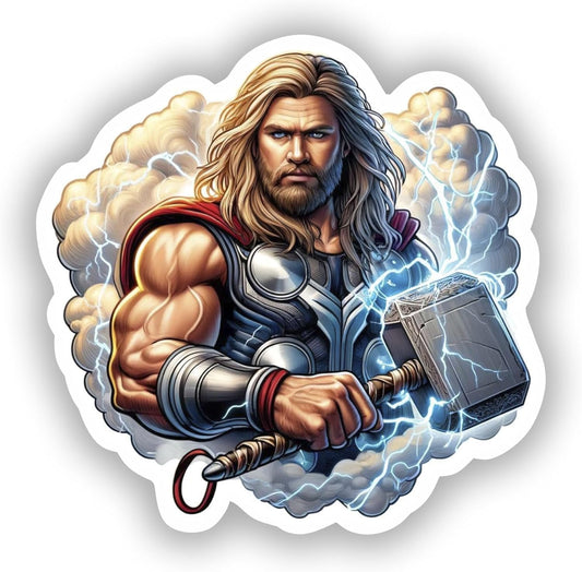 Vinyl sticker: Realistic Thor Norse God Sticker for Car, Laptop, Window, Wall, Bumper, Waterproof Decal, Mythological Design (6)