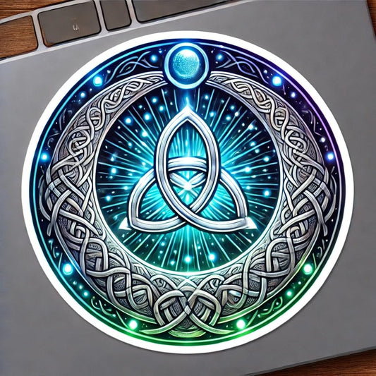 Vinyl sticker: Radiant Triple Moon Triquetra Decal for Laptop, Wall, Car, Window, Bumper, Waterproof Sticker for Water Bottles, Auto, and Home Decor (4)