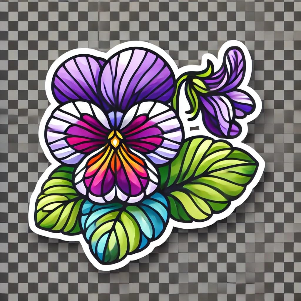 Vinyl sticker: Laptop Wall Car Window Bumper Sticker Decal Truck Waterproof Auto Water Bottle – Stained Glass Violet Flower Illinois State Emblem with Mosaic Art Style and Bold Color Fragments