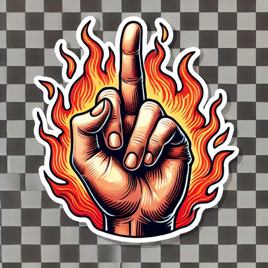 Vinyl sticker: Crossed Fingers and Flames Vinyl Sticker for Laptop, Wall, Car, Window, Bumper, Truck, Waterproof Auto, and Water Bottle Decoration