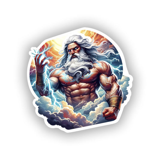 Vinyl sticker: Realistic Zeus Greek God Sticker for Car, Laptop, Window, Wall, Bumper, Waterproof Decal, Mythological Design.