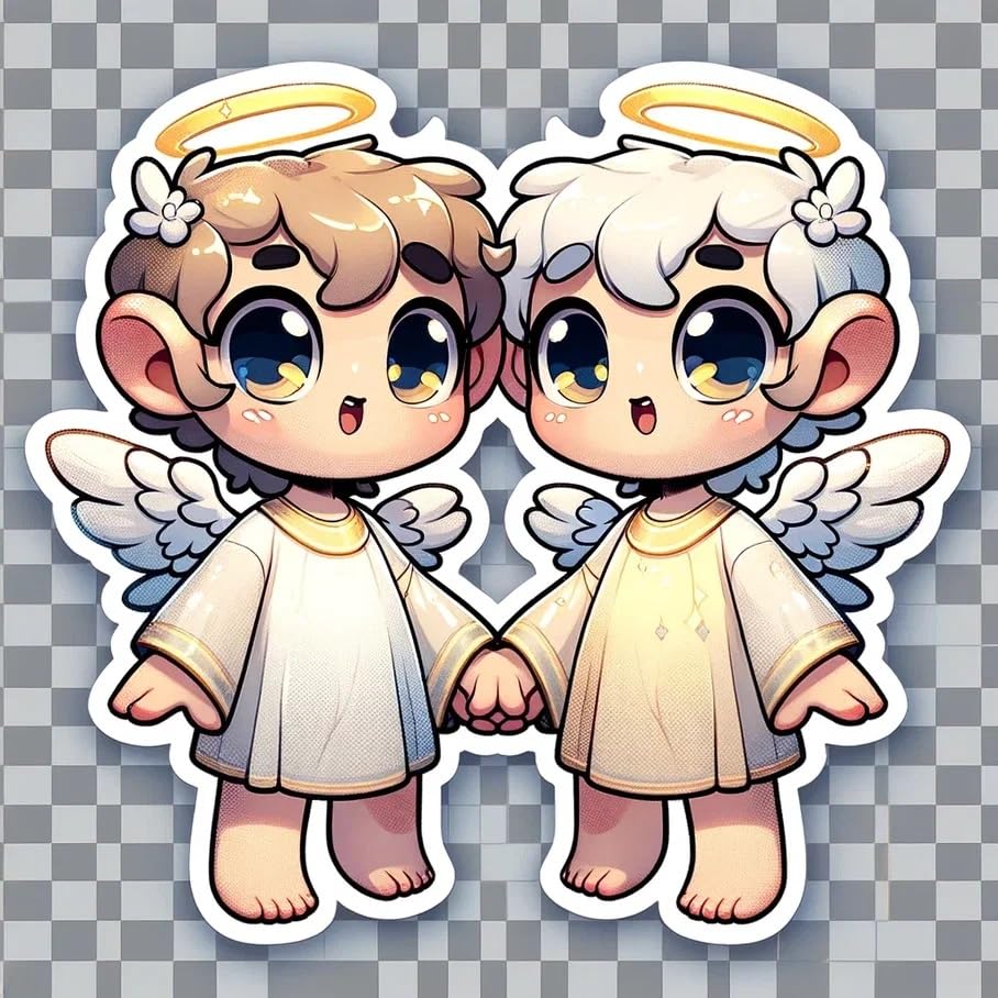 Vinyl sticker: Cute Names of Lovers Angel Holding Hands Vinyl Sticker Durable & Waterproof Custom Couple Decals for Laptops Cars and Walls Perfect for Valentine's Day Anniversaries & Romantic Gifts