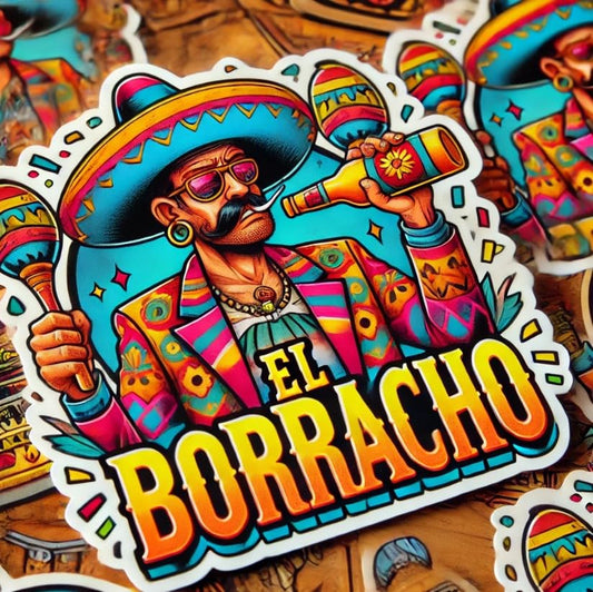 Vinyl sticker: El Borracho Sticker Decal – Vibrant Mexican Lotería Design for Laptop, Wall, Car, Window, Bumper, Truck, Waterproof, Auto, Water Bottle (6)