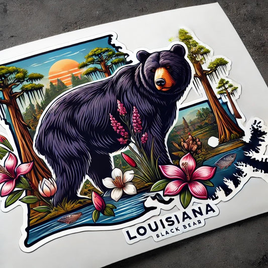 Vinyl sticker: Louisiana Black Bear Silhouette Vinyl Sticker – Durable Decal for Car, Truck, Laptop, Window, Bumper – Waterproof & Scratch-Resistant