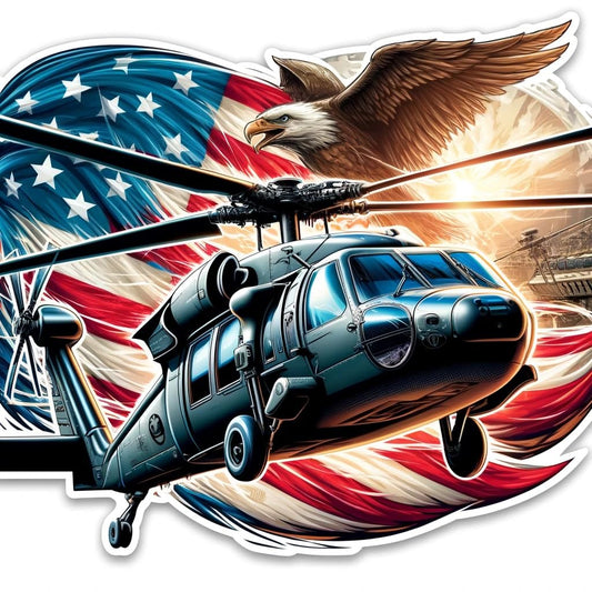 Vinyl sticker: Military Helicopter in Action Decal Sticker for Car, Laptop, Wall, Window, Bumper, Truck, Waterproof Auto, Water Bottle (8)