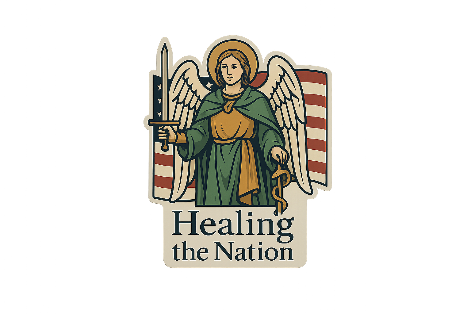 USA Archangel Raphael Sticker Decal Vinyl Laptop Car Window Bumper AUTO Water Bottle Helmets Waterproof