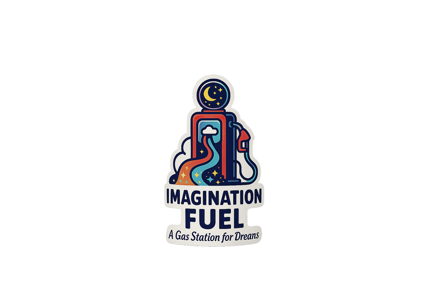 IMGFL Imagination Fuel Sticker Decal Vinyl Laptop Car Window Bumper AUTO Water Bottle Helmets Waterproof Dream Theme Gas Station