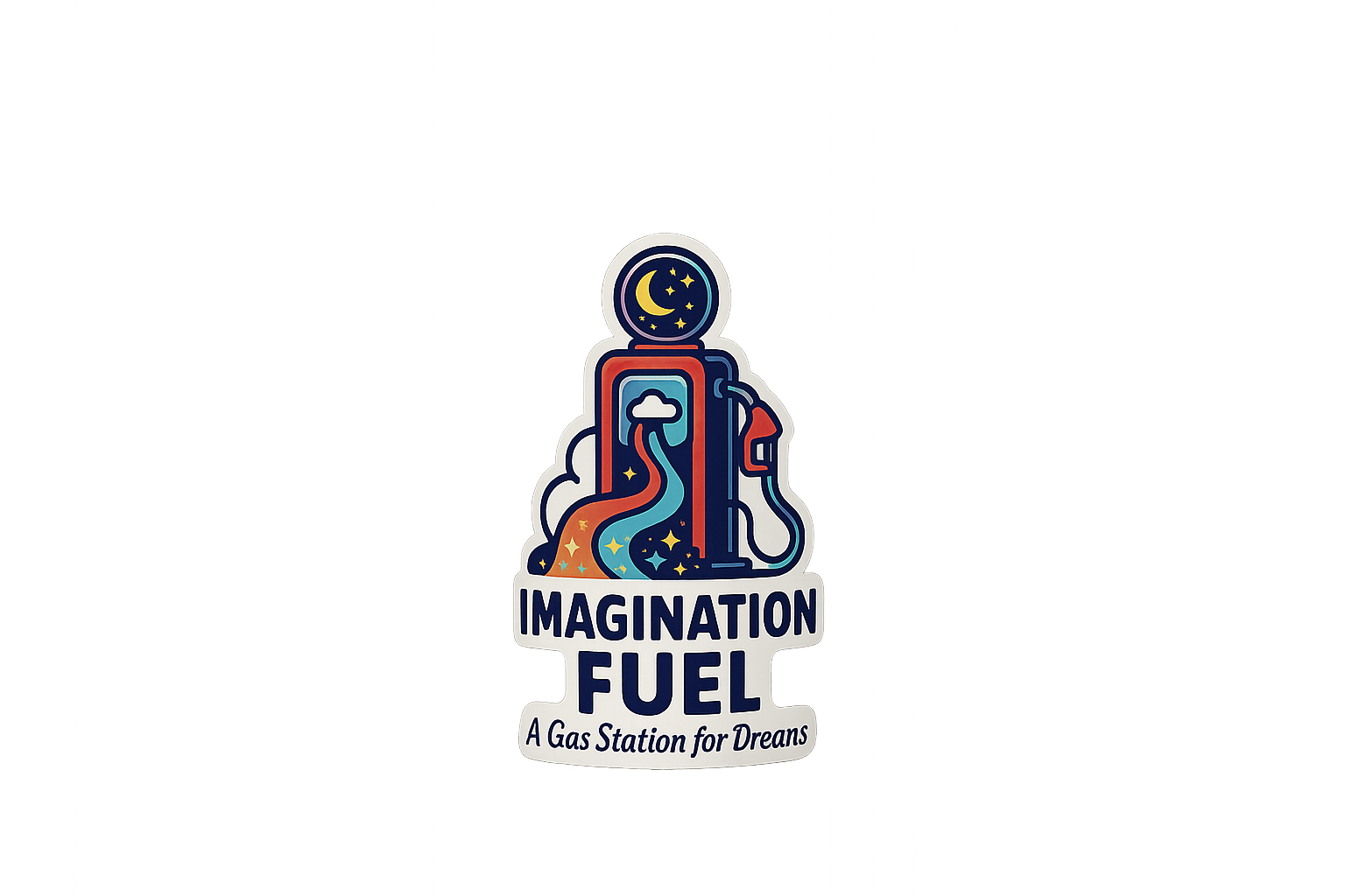 IMGFL Imagination Fuel Sticker Decal Vinyl Laptop Car Window Bumper AUTO Water Bottle Helmets Waterproof Dream Theme Gas Station