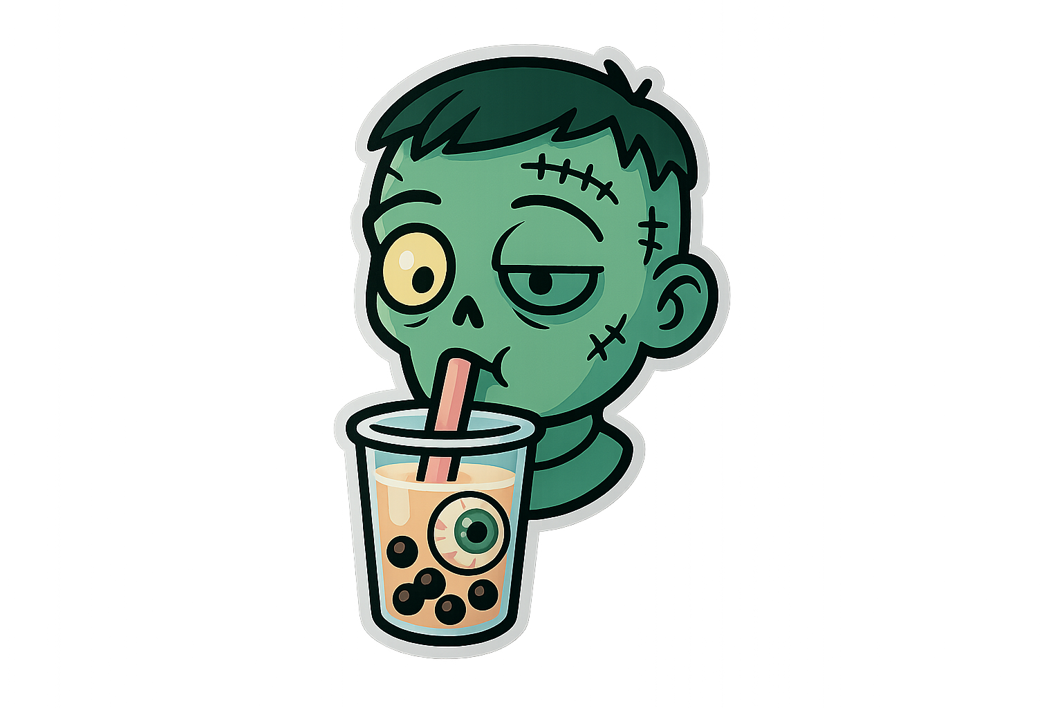 Zombie Bubble Tea Sticker Decal Vinyl Laptop Car Window Bumper AUTO Water Bottle Helmets Waterproof Undead Cartoon