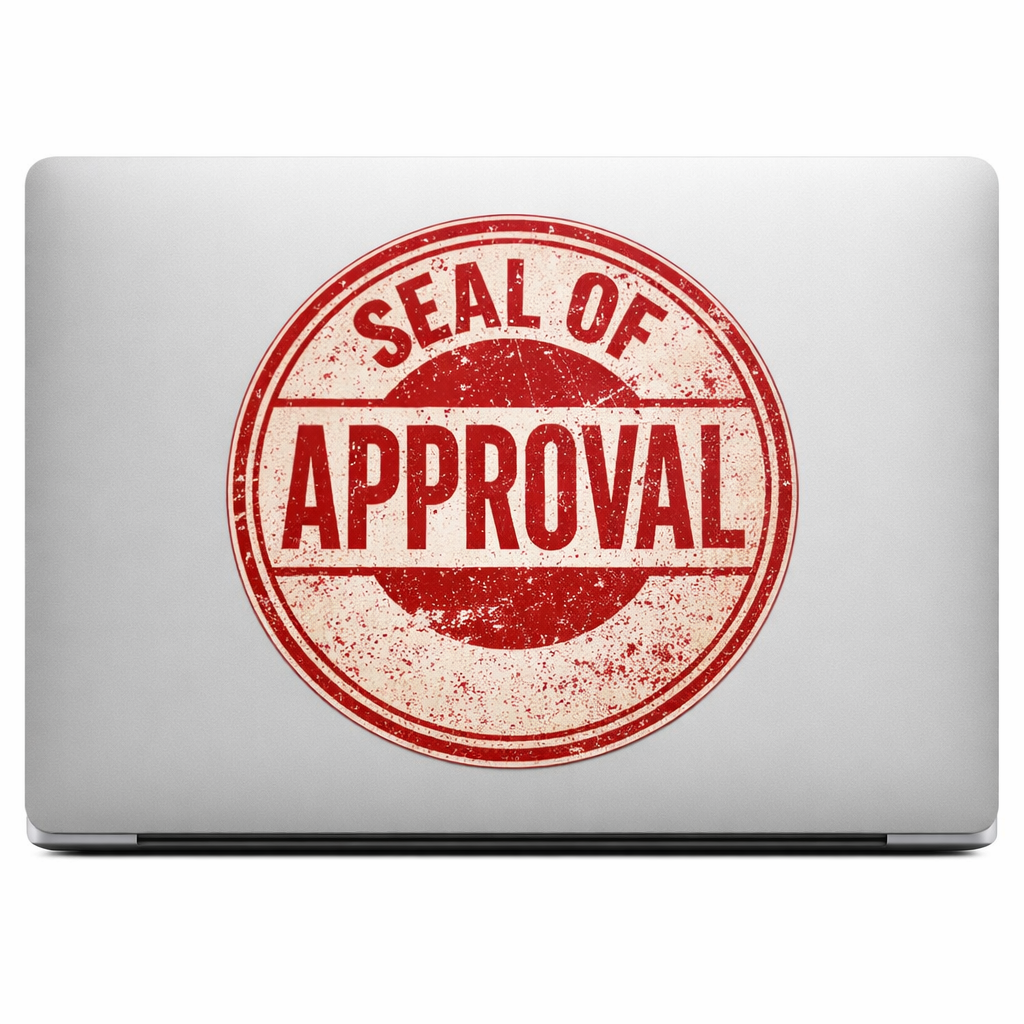 Seal of Approval Sticker Decal Vinyl Laptop Car Window Bumper AUTO Water Bottle Helmets Waterproof Grunge Stamp