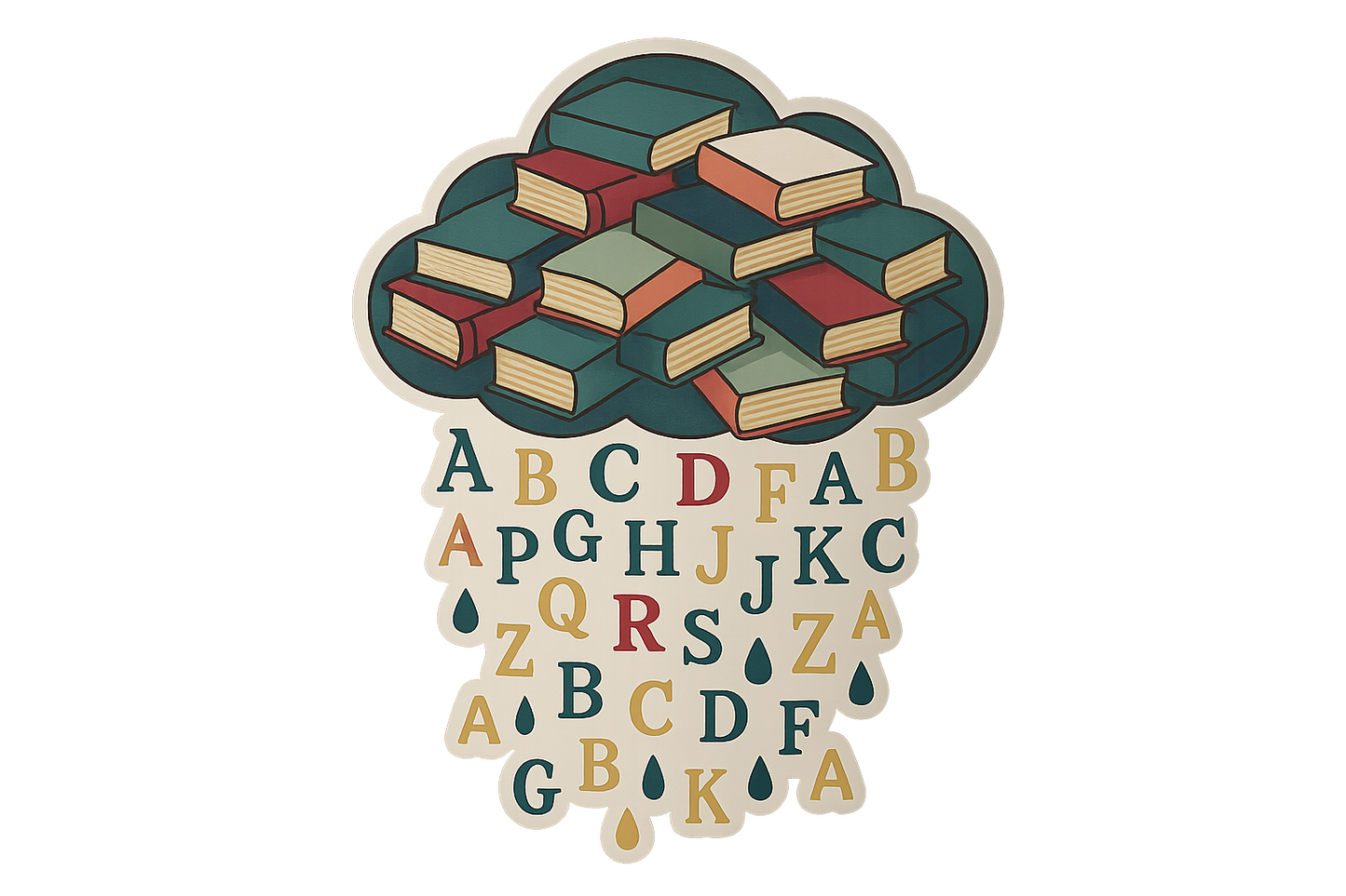 Cloud Storybooks Sticker Decal Vinyl Laptop Car Window Bumper AUTO Bottle Water Bottle Helmets Waterproof Literary Art