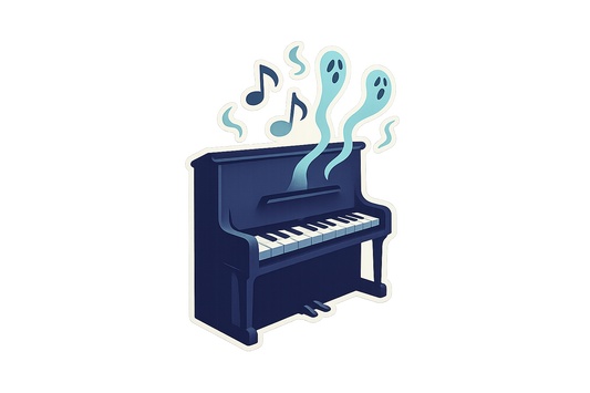 HP Haunted Piano Sticker Decal Vinyl Laptop Car Window Bumper AUTO Water Bottle Helmets Waterproof Ghostly Notes