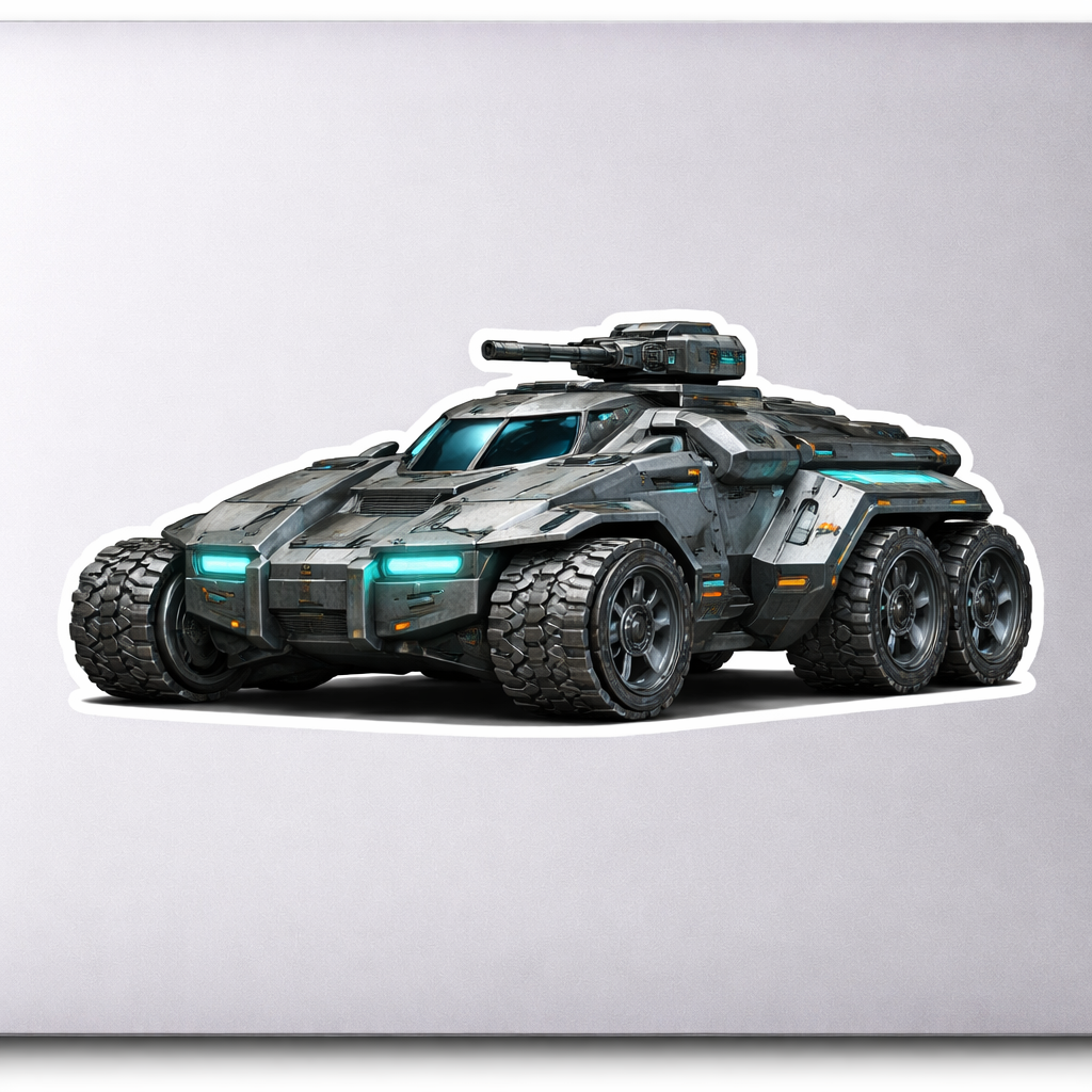 Futuristic Armored Vehicle Sticker Decal Vinyl Laptop Car Window Bumper AUTO Water Bottle Helmets Waterproof Sci-Fi