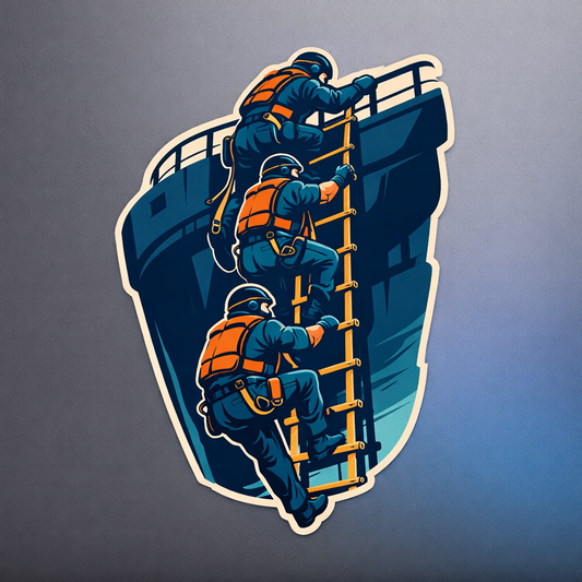 Operators Climbing Ship Ladder Sticker Decal Vinyl Laptop Car Window Bumper AUTO Water Bottle Helmets Waterproof Maritime Action