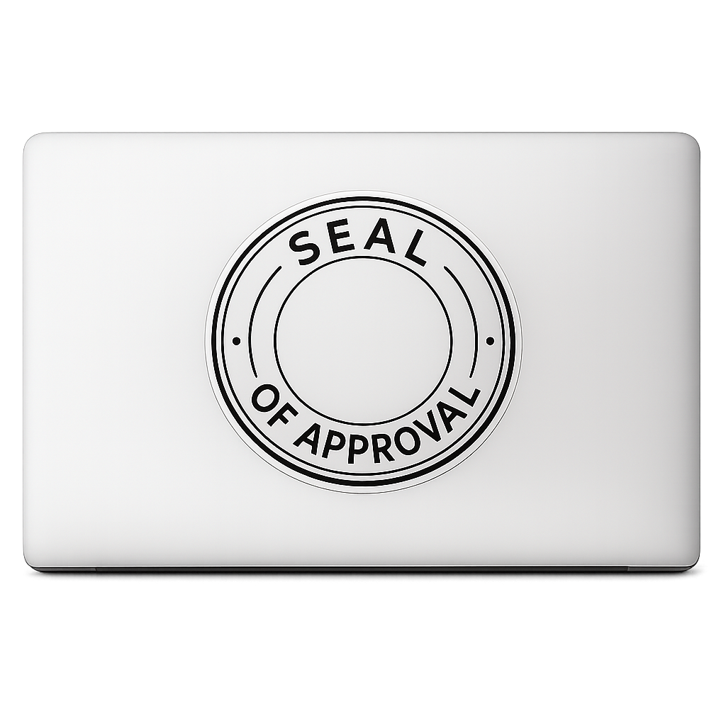 Minimalist SEAL OF APPROVAL Sticker Decal Vinyl Laptop Car Window Bumper AUTO Water Bottle Helmets Waterproof Modern