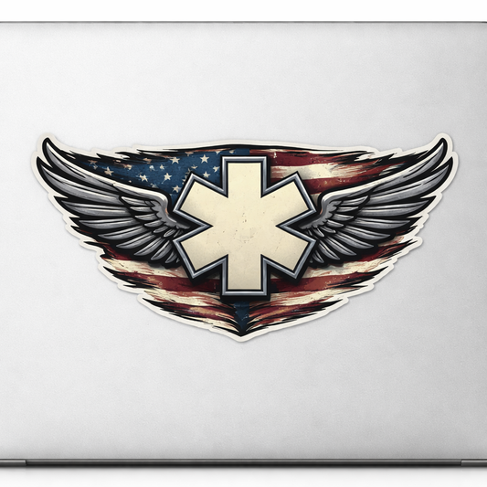 USA American Flag EMS Rescue Sticker Decal Vinyl Laptop Car Window Bumper AUTO Water Bottle Helmets Waterproof