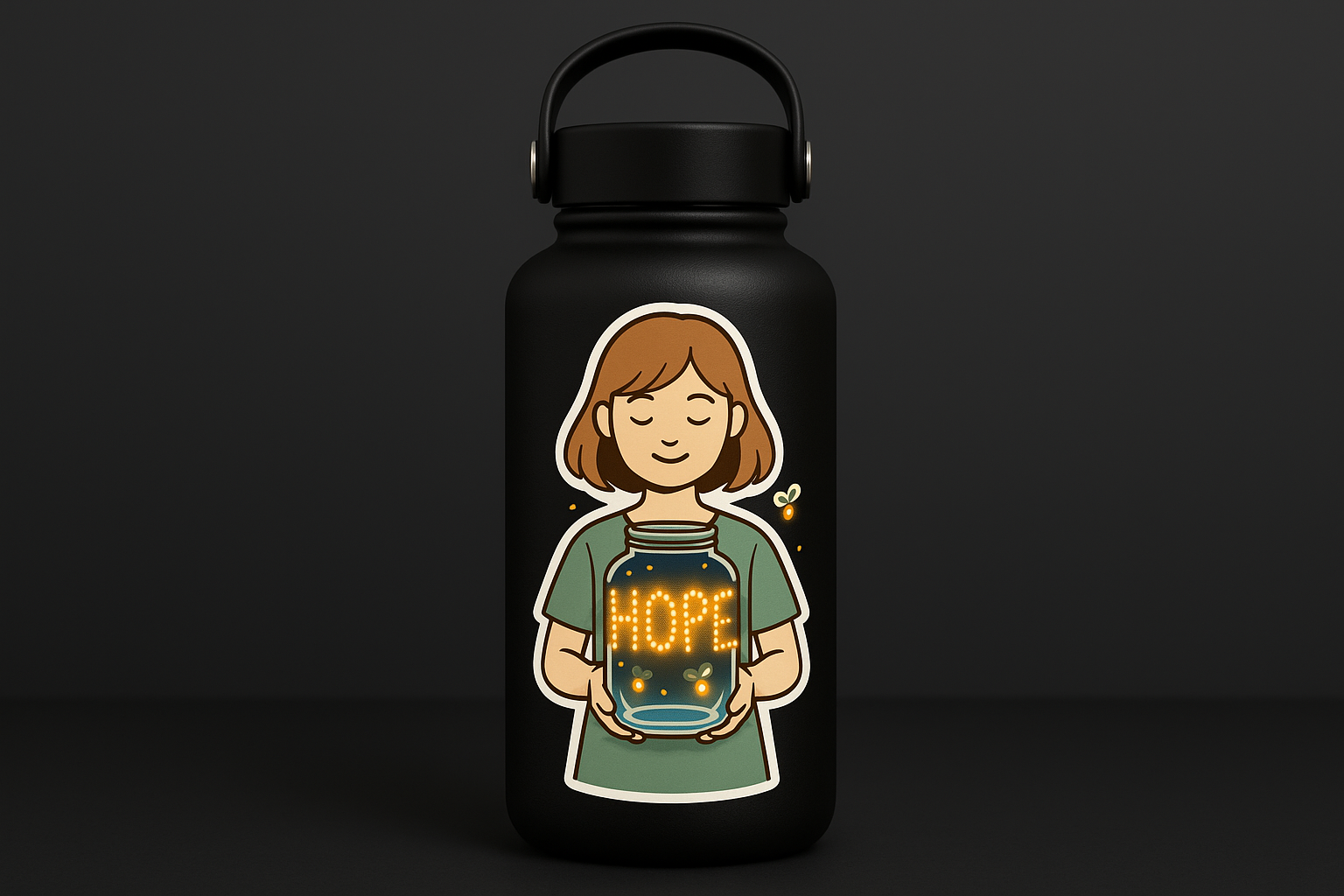 Girl Fireflies Sticker Decal Vinyl Laptop Car Window Bumper AUTO Bottle Water Bottle Helmets Waterproof Hope