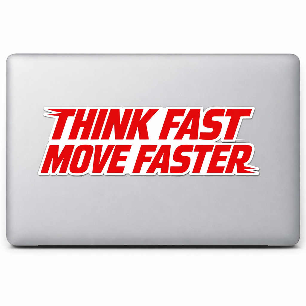 THINK FAST MOVE FASTER Sticker Decal Vinyl Laptop Car Window Bumper AUTO Water Bottle Helmets Waterproof Racing