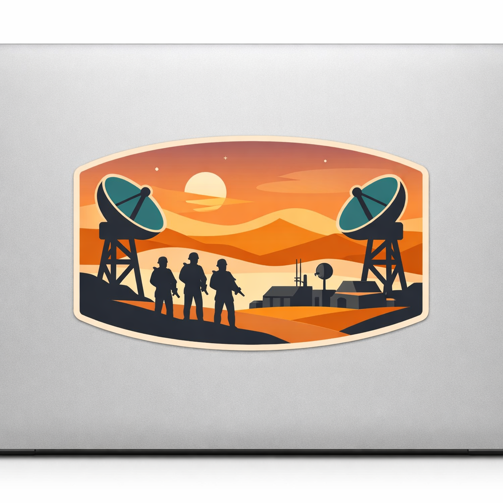 Desert Radar Base Sticker Decal Vinyl Laptop Car Window Bumper Auto Bottle Water Bottle Helmets Waterproof Soldiers Minimalist Art
