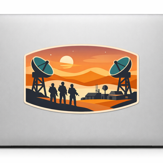 Desert Radar Base Sticker Decal Vinyl Laptop Car Window Bumper Auto Bottle Water Bottle Helmets Waterproof Soldiers Minimalist Art