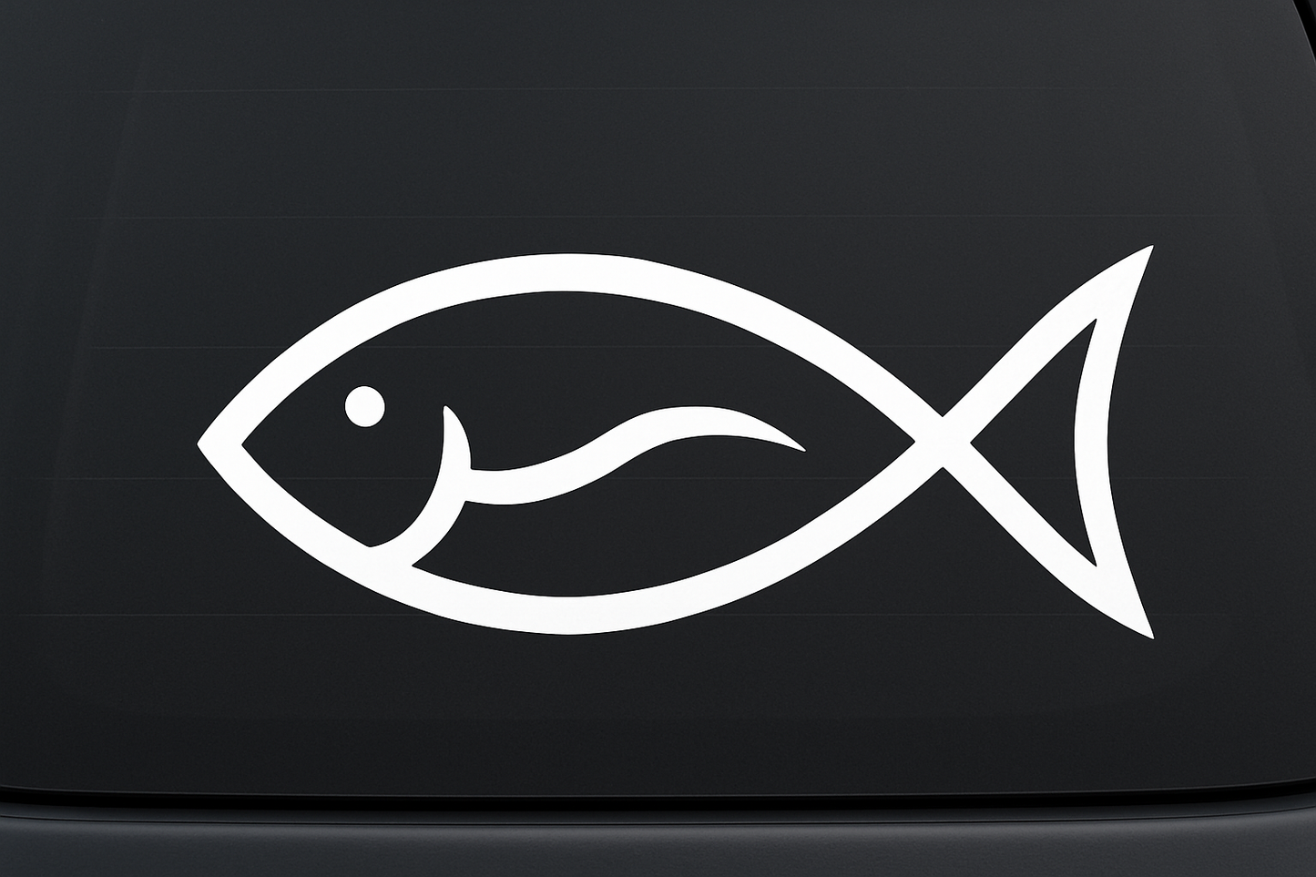 Fish Symbol Silver Sticker Decal Vinyl Laptop Car Window Bumper Truck AUTO Bottle Water Bottle Helmets Waterproof