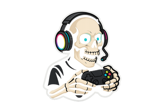 Skeleton Gamer Sticker Decal Vinyl Laptop Car Window Bumper AUTO Water Bottle Helmets Waterproof Glowing Headset