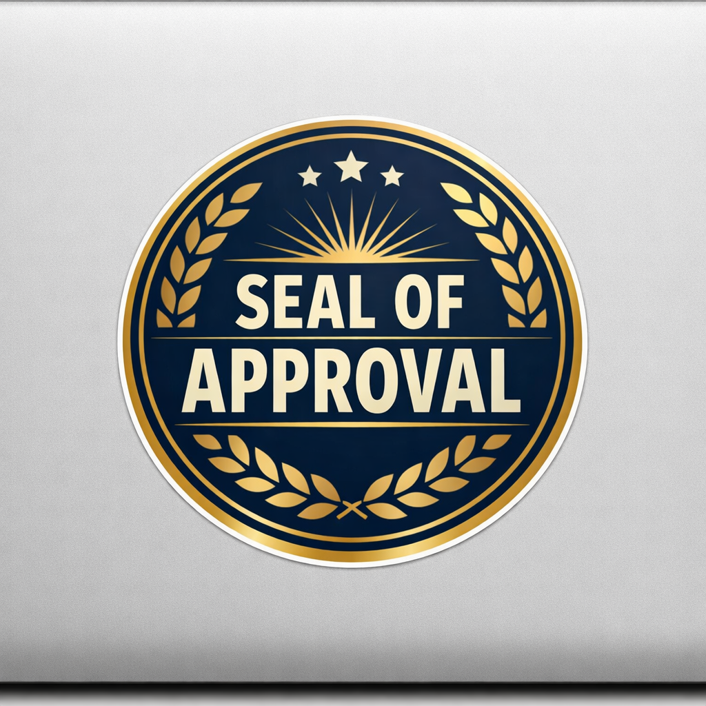 Seal of Approval Sticker Decal Vinyl Laptop Car Window Bumper AUTO Water Bottle Helmets Waterproof Badge