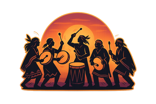 Native Drummers Sunset Sticker Decal Vinyl Laptop Car Window Bumper AUTO Water Bottle Helmets Waterproof Music