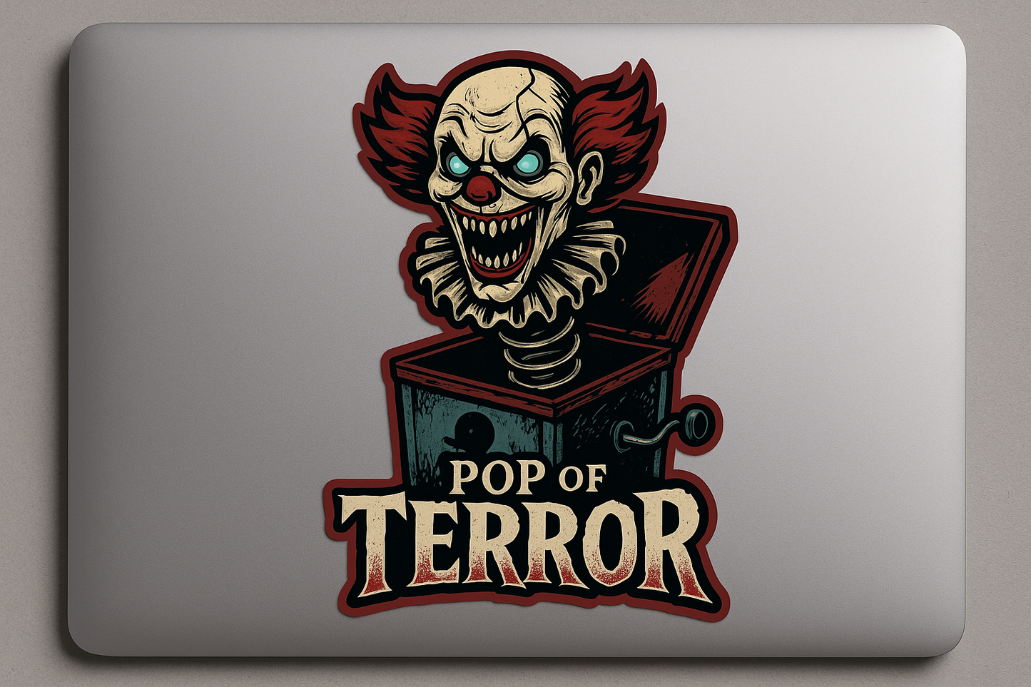 Jack-in-the-Box Clown Sticker Decal Vinyl Laptop Car Window Bumper AUTO Water Bottle Helmets Waterproof Horror