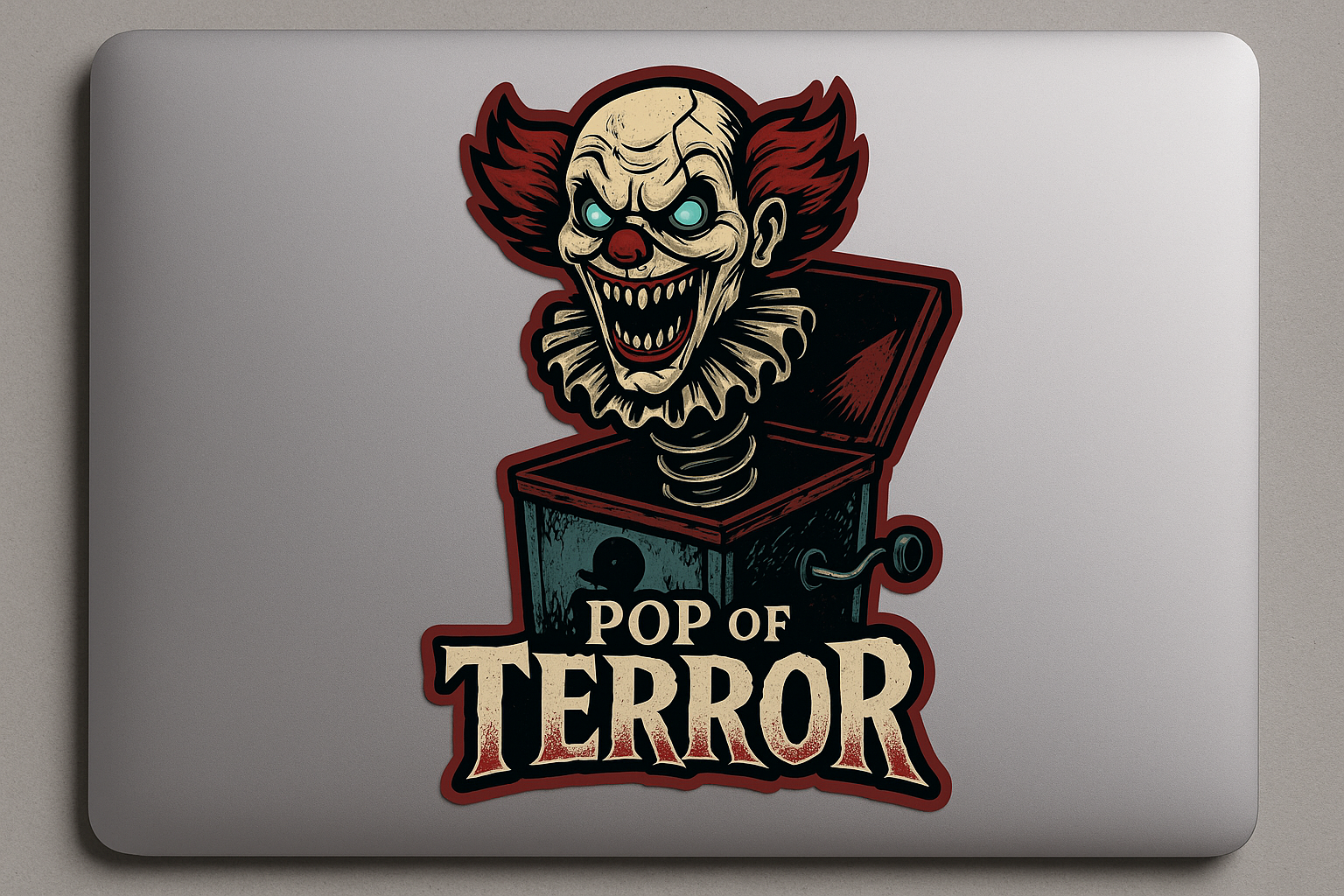 Jack-in-the-Box Clown Sticker Decal Vinyl Laptop Car Window Bumper AUTO Water Bottle Helmets Waterproof Horror