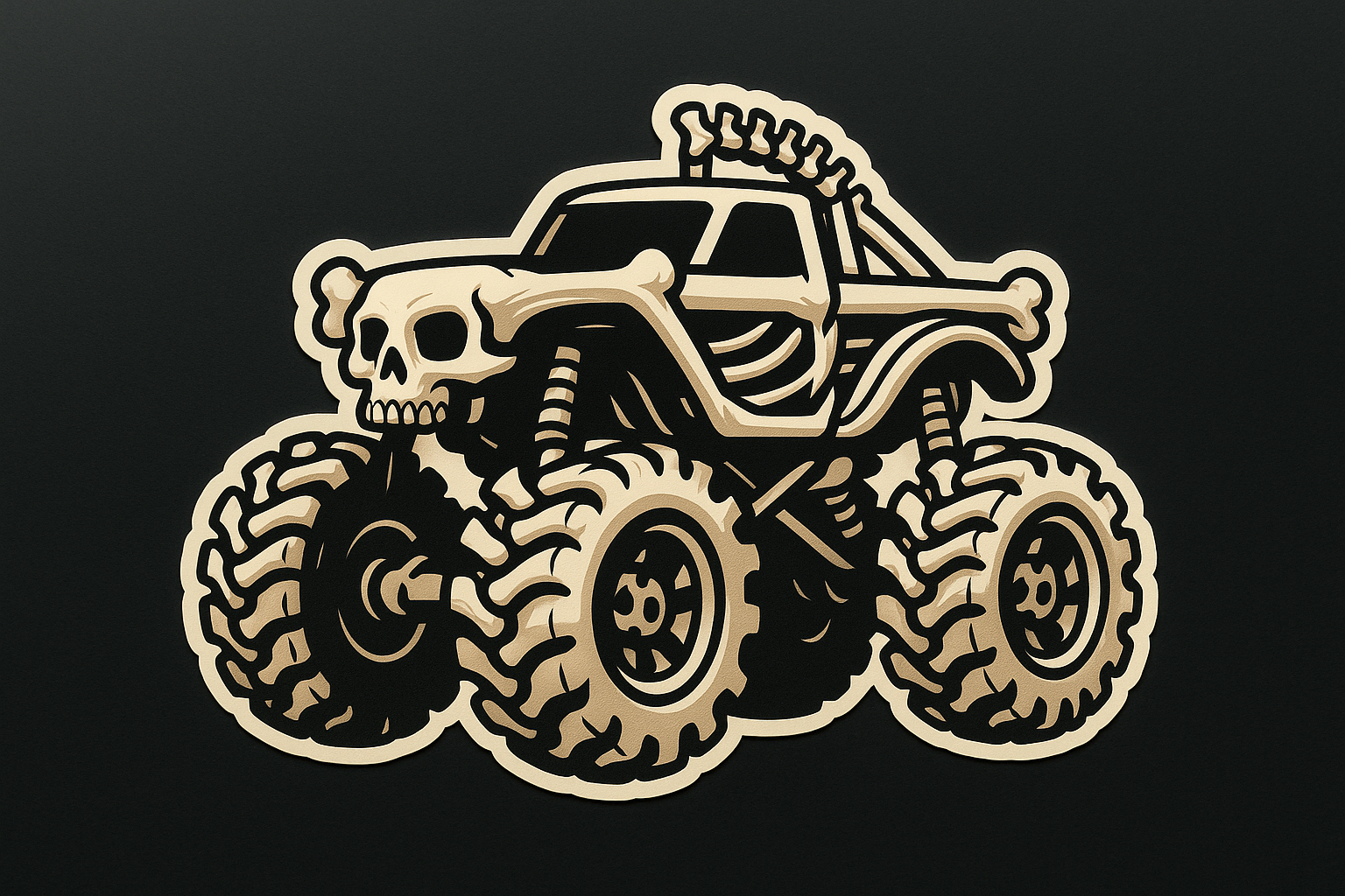 Monster Truck Bone Sticker Decal Vinyl Laptop Car Window Bumper AUTO Water Bottle Helmets Waterproof