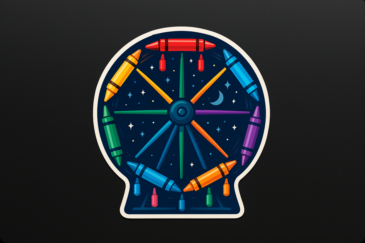 Ferris Wheel Sticker Decal Vinyl Laptop Car Window Bumper AUTO Water Bottle Helmets Waterproof Crayon Art