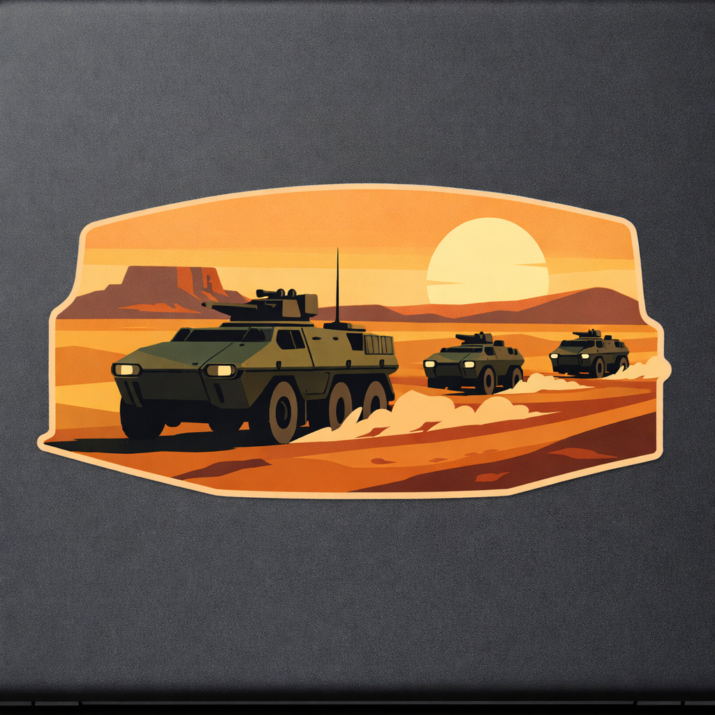 Armored Convoy Sticker Decal Vinyl Laptop Car Window Bumper AUTO Water Bottle Helmets Waterproof Desert Military