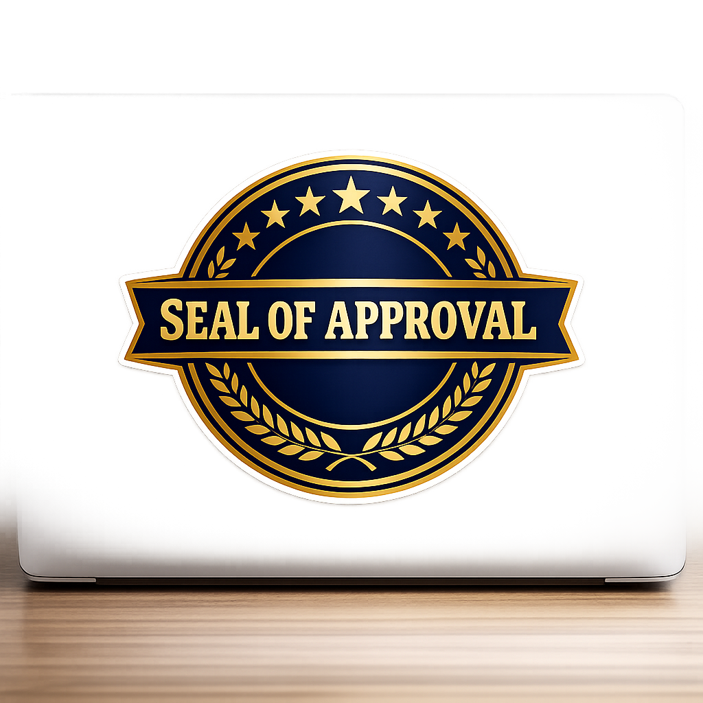 Seal Approval Sticker Decal Vinyl Laptop Car Window Bumper AUTO Water Bottle Helmets Waterproof Certification