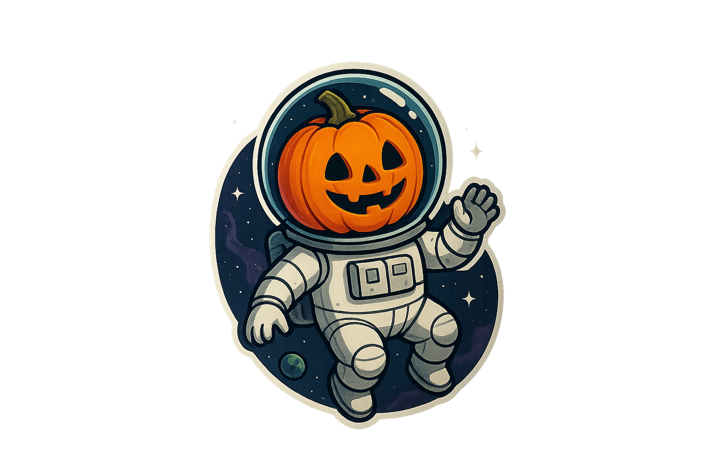 Pumpkin Astronaut Space Sticker Decal Vinyl Laptop Car Window Bumper AUTO Water Bottle Helmets Waterproof