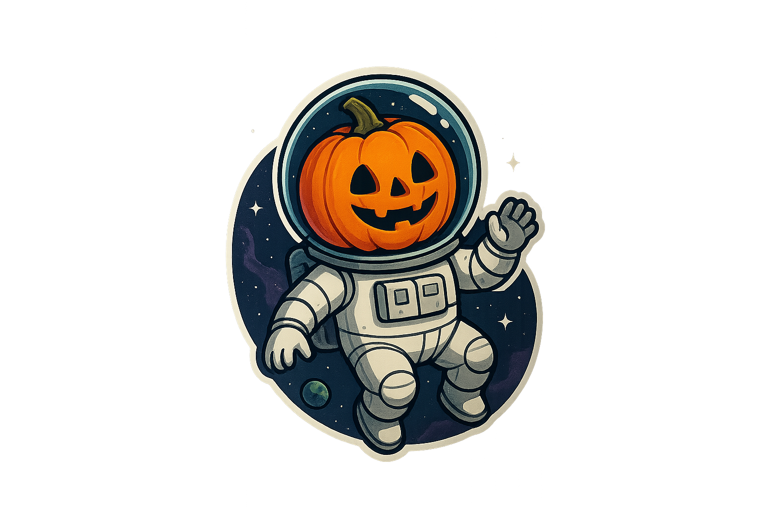 Pumpkin Astronaut Space Sticker Decal Vinyl Laptop Car Window Bumper AUTO Water Bottle Helmets Waterproof